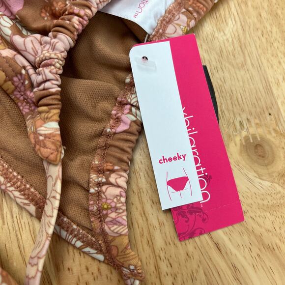 Xhilaration Juniors' Cheeky Floral Print String Bikini Bottom - Medium - NWT - Picture 4 of 8